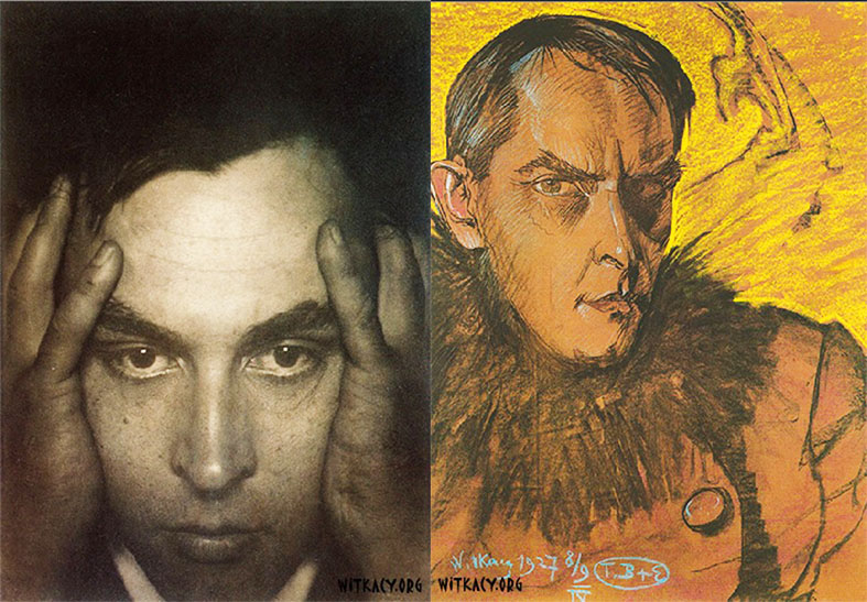 Witkacy's selfportraits, photography from 1912 and pastel from 1927, photo source: www.witkacy.org